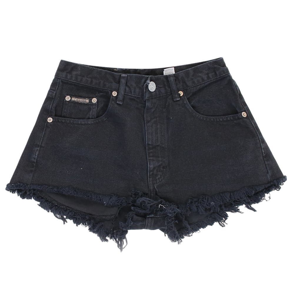 Vintage 90s Mid Rise Black Distressed Shorts