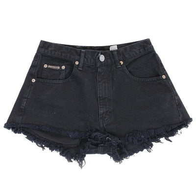 Vintage 90s Mid Rise Black Distressed Shorts