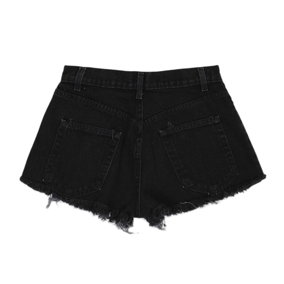 Vintage 90s Black Distressed Mid Rise Shorts