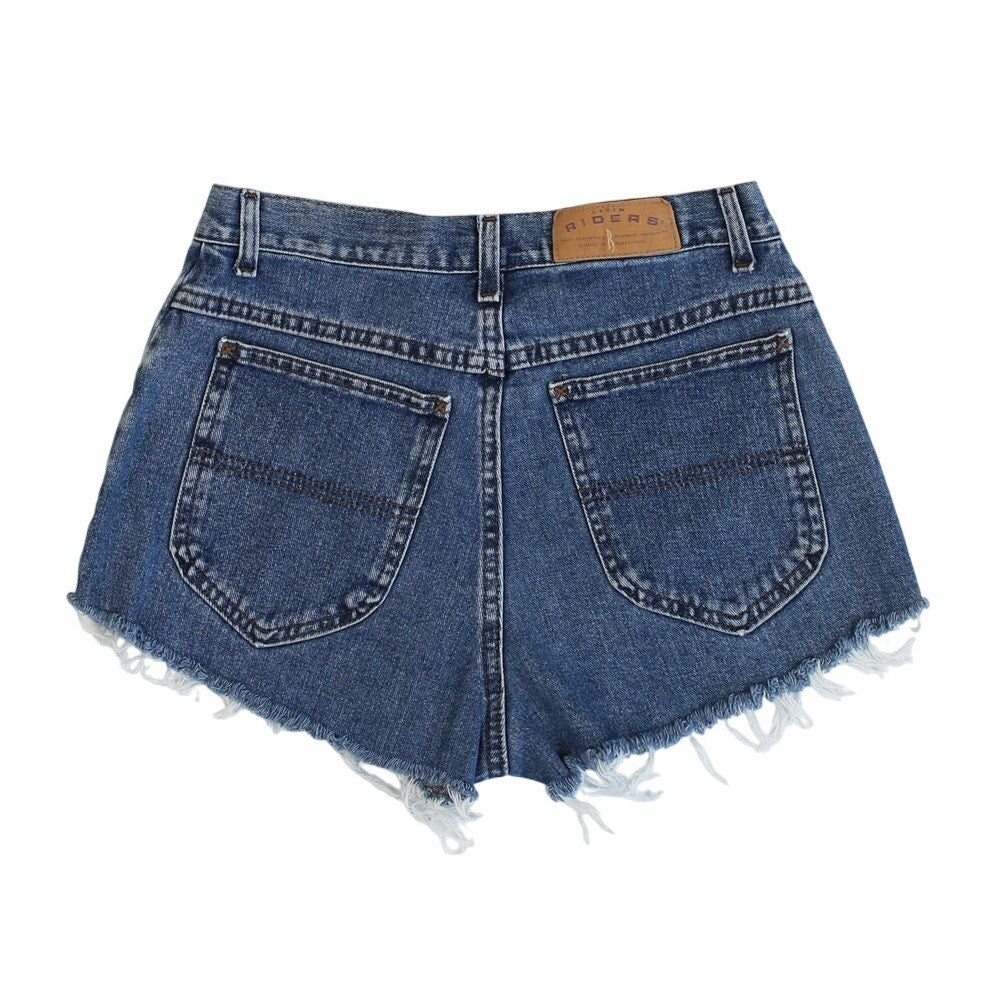 Vintage 90s Dark Wash Mid Rise Distressed Shorts