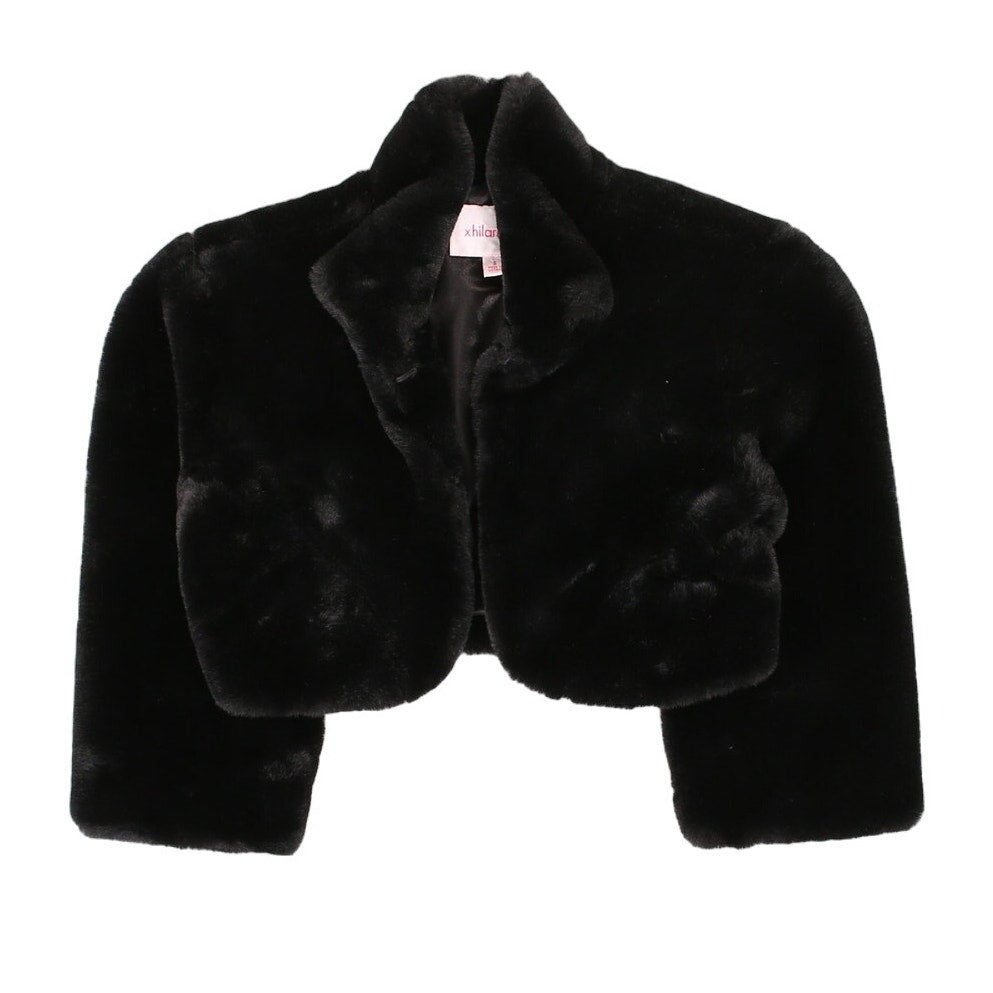 Vintage Y2K Micro Cropped Black Faux Fur Coat