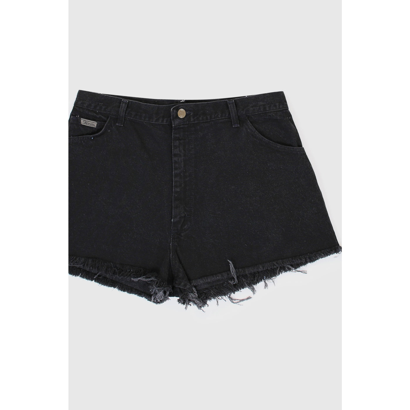 Vintage 90s Distressed Black Denim High Waisted Short