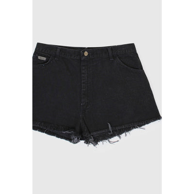 Vintage 90s Distressed Black Denim High Waisted Short