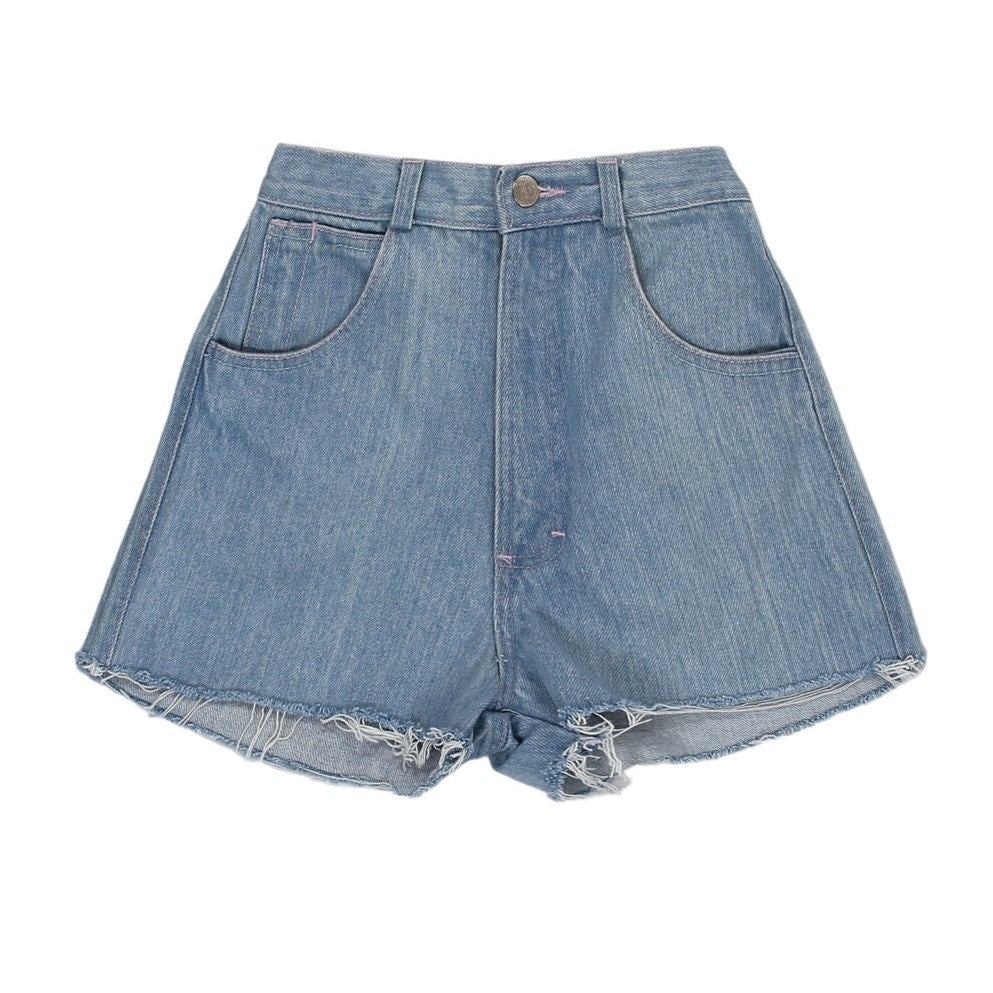 Vintage 90s Light Wash Denim Pink Stitched Shorts