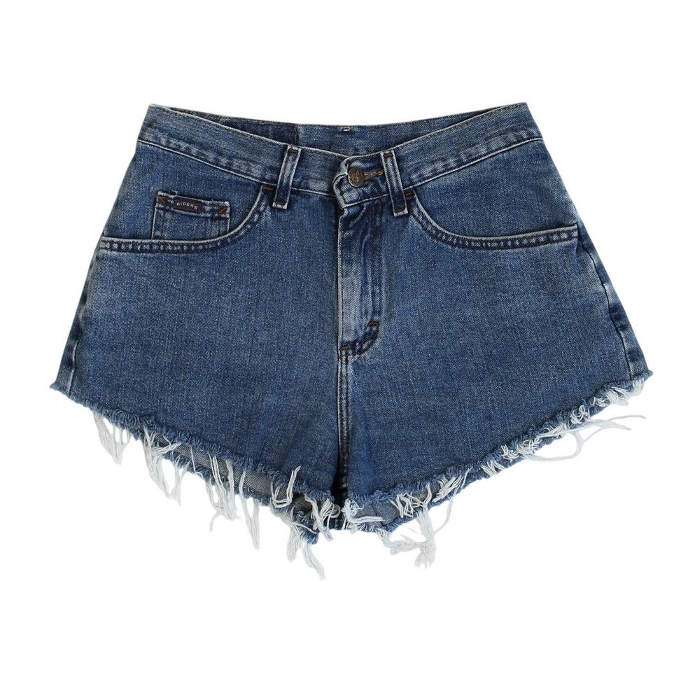 Vintage 90s Dark Wash Mid Rise Distressed Shorts