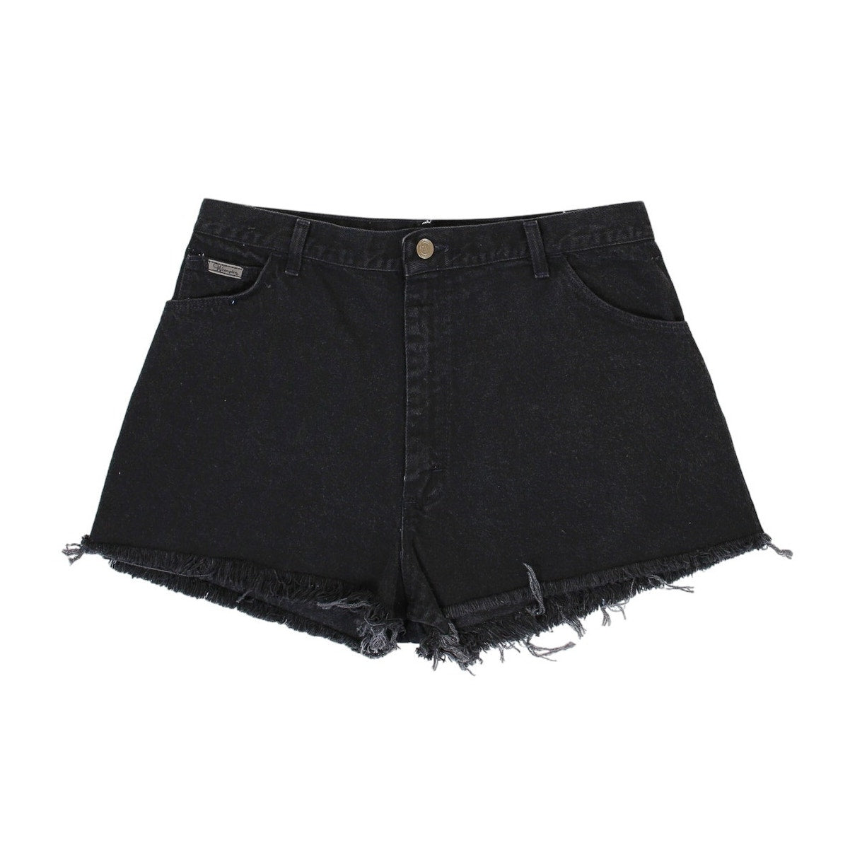 Vintage 90s Distressed Black Denim High Waisted Short