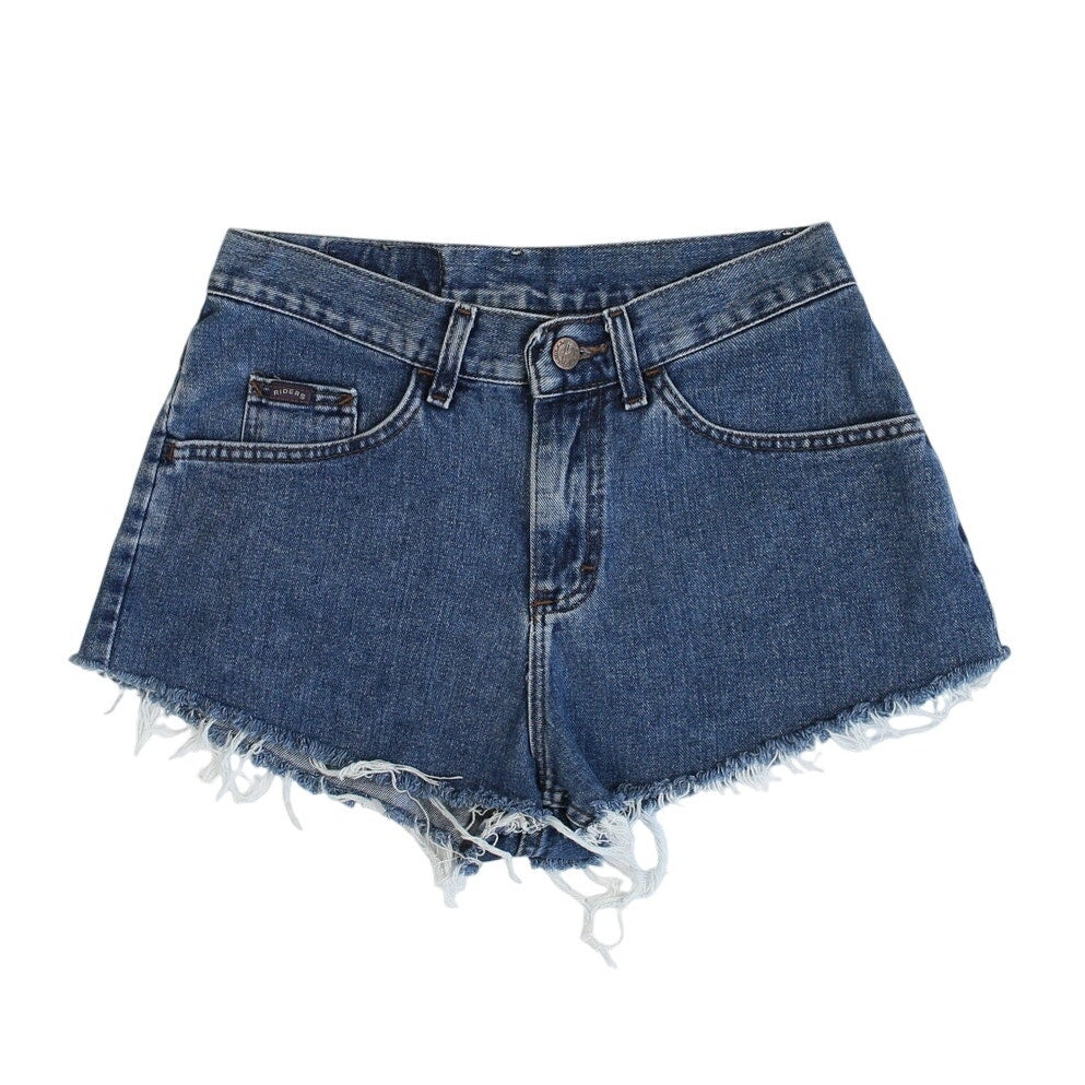 Vintage 90s Dark Wash Mid Rise Distressed Shorts