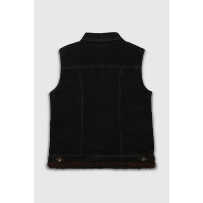 Vintage Y2K Denim Faux Fur Trim Vest