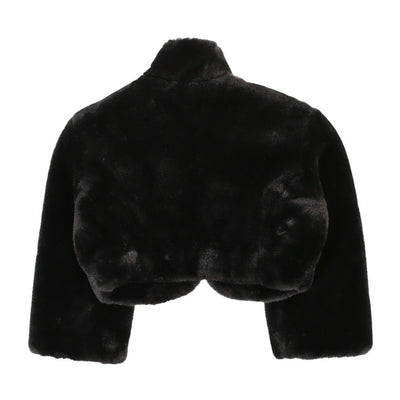 Vintage Y2K Micro Cropped Black Faux Fur Coat