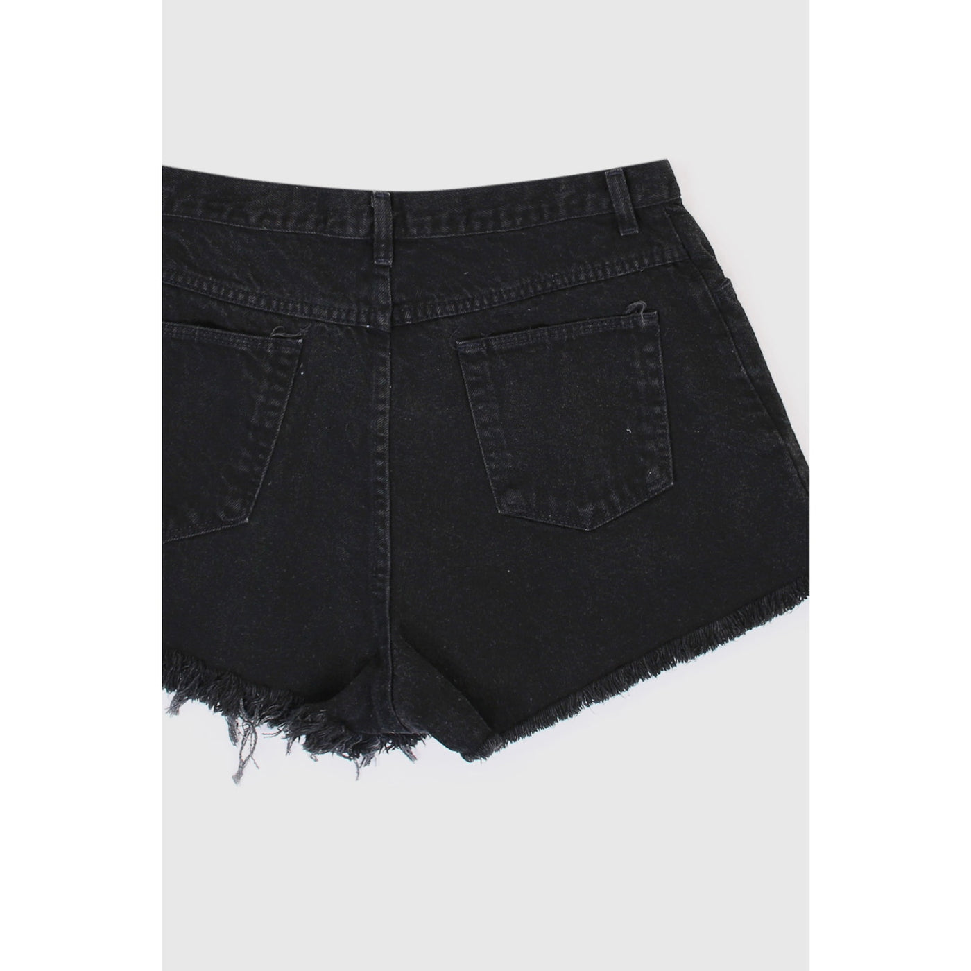 Vintage 90s Distressed Black Denim High Waisted Short