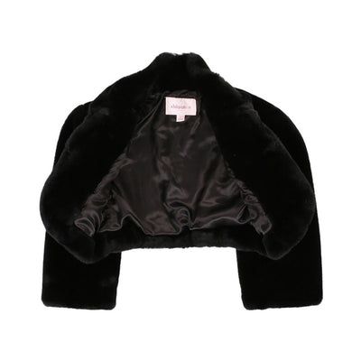 Vintage Y2K Micro Cropped Black Faux Fur Coat