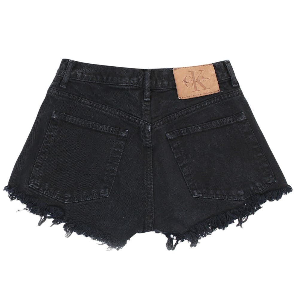 Vintage 90s Mid Rise Black Distressed Shorts