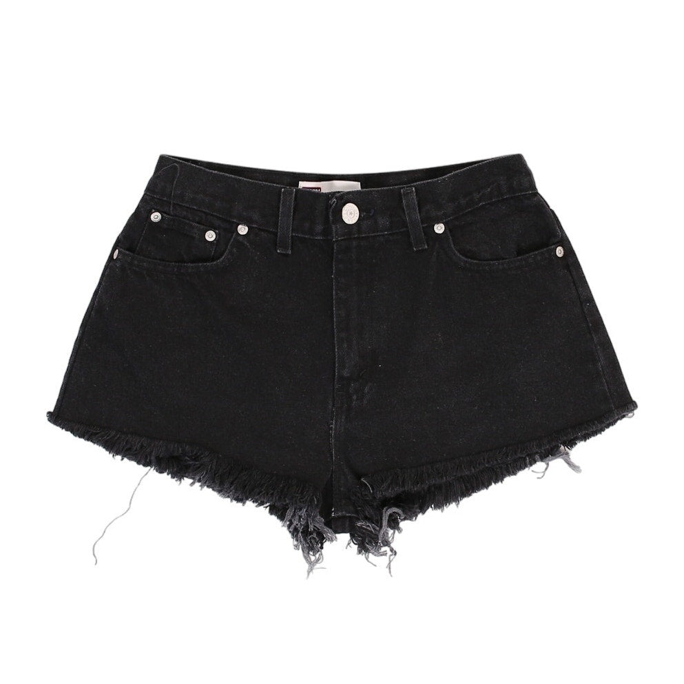 Vintage 90s Black Distressed Mid Rise Shorts