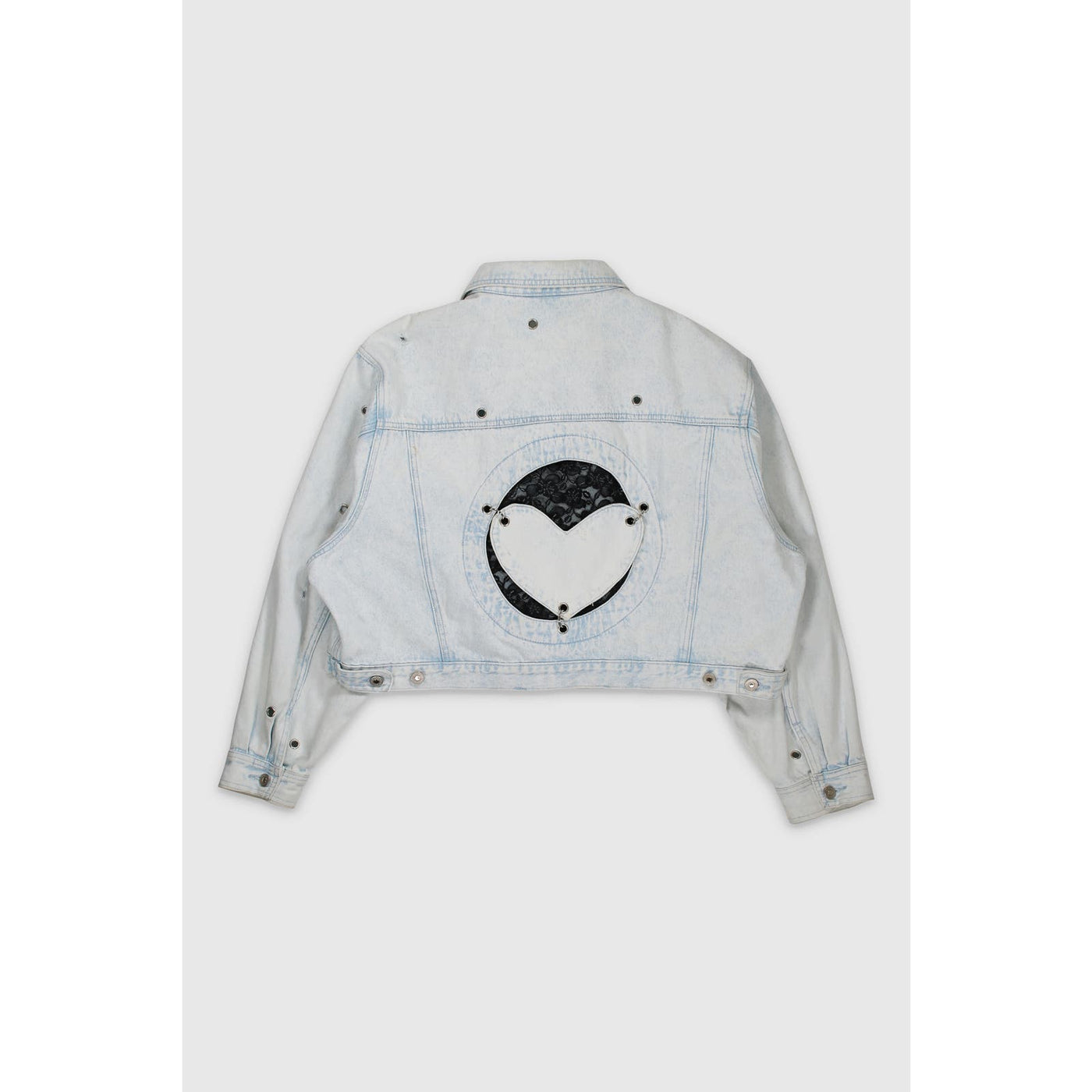Vintage 90’s Heart Cropped Denim Grommet Jacket