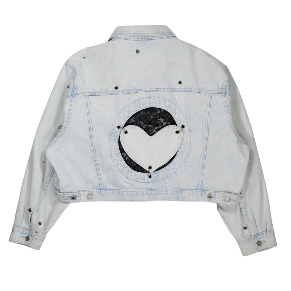 Vintage 90’s Heart Cropped Denim Grommet Jacket