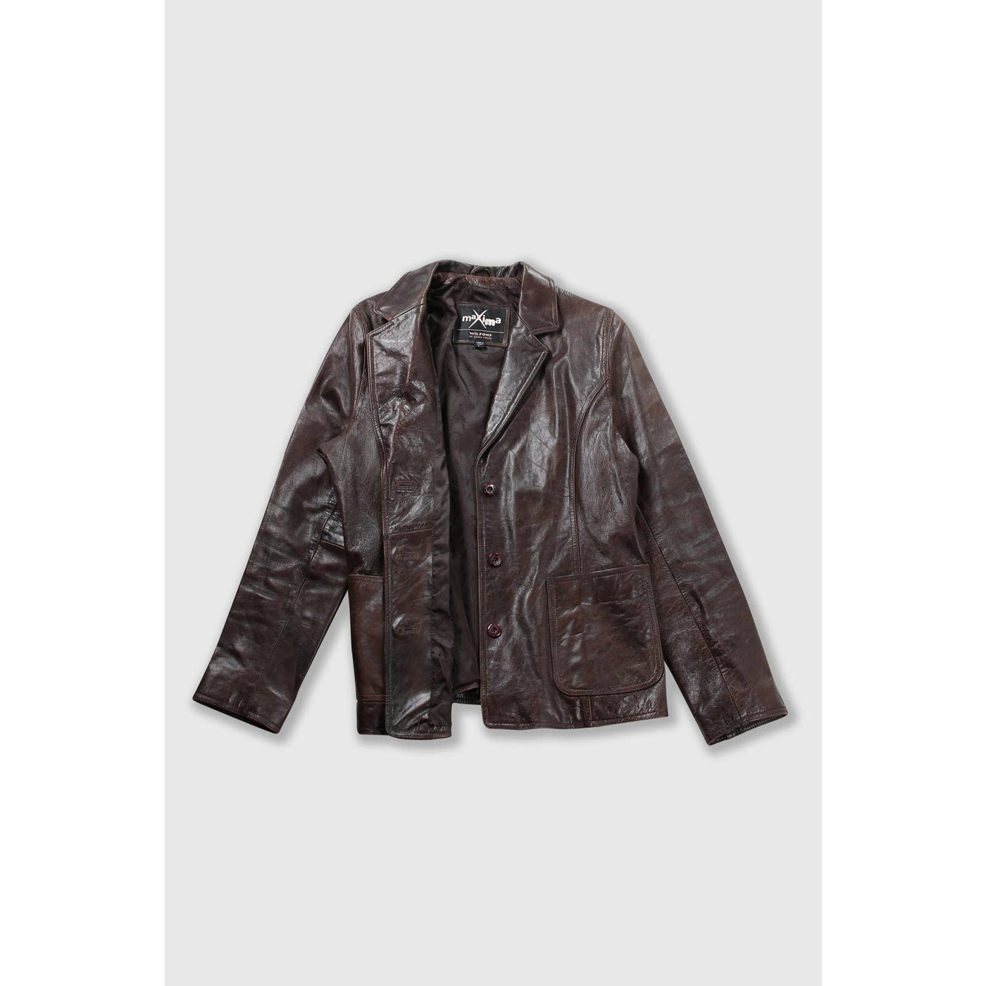 Vintage 90s Wilsons Leather Dark Brown Coat