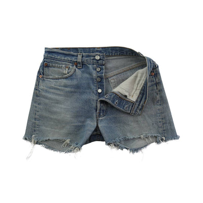 Vintage 90s Levi’s 501 Grungy Medium Wash Distressed Cut Off Shorts