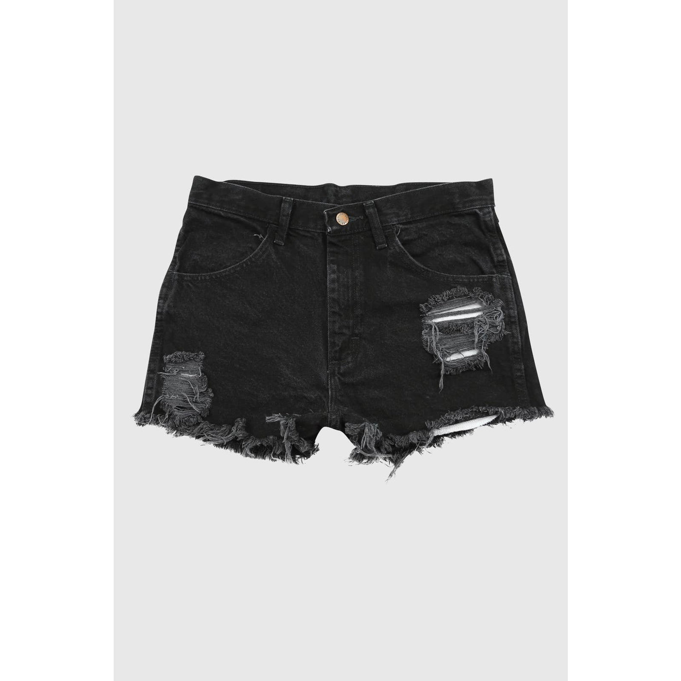 Vintage Rustler High Waisted Black Distressed Shorts