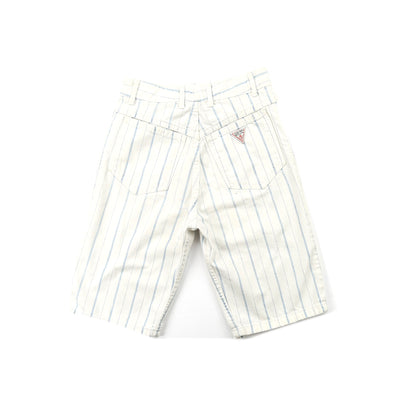 Vintage Guess White and Blue Pin Striped Capri Shorts Waist 24"/25"