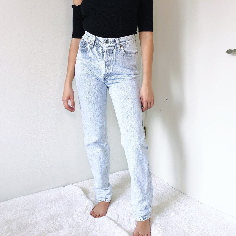 Vintage Levis 501 Pin Stripe High Waisted Jeans