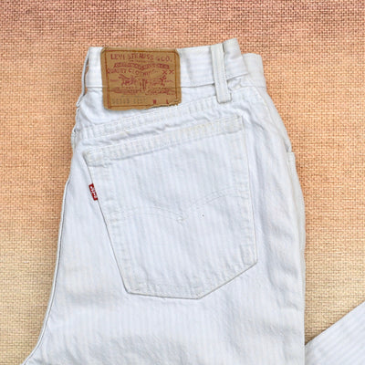 Vintage 505 White Pin Striped High Waisted Levis Jeans // Size 29