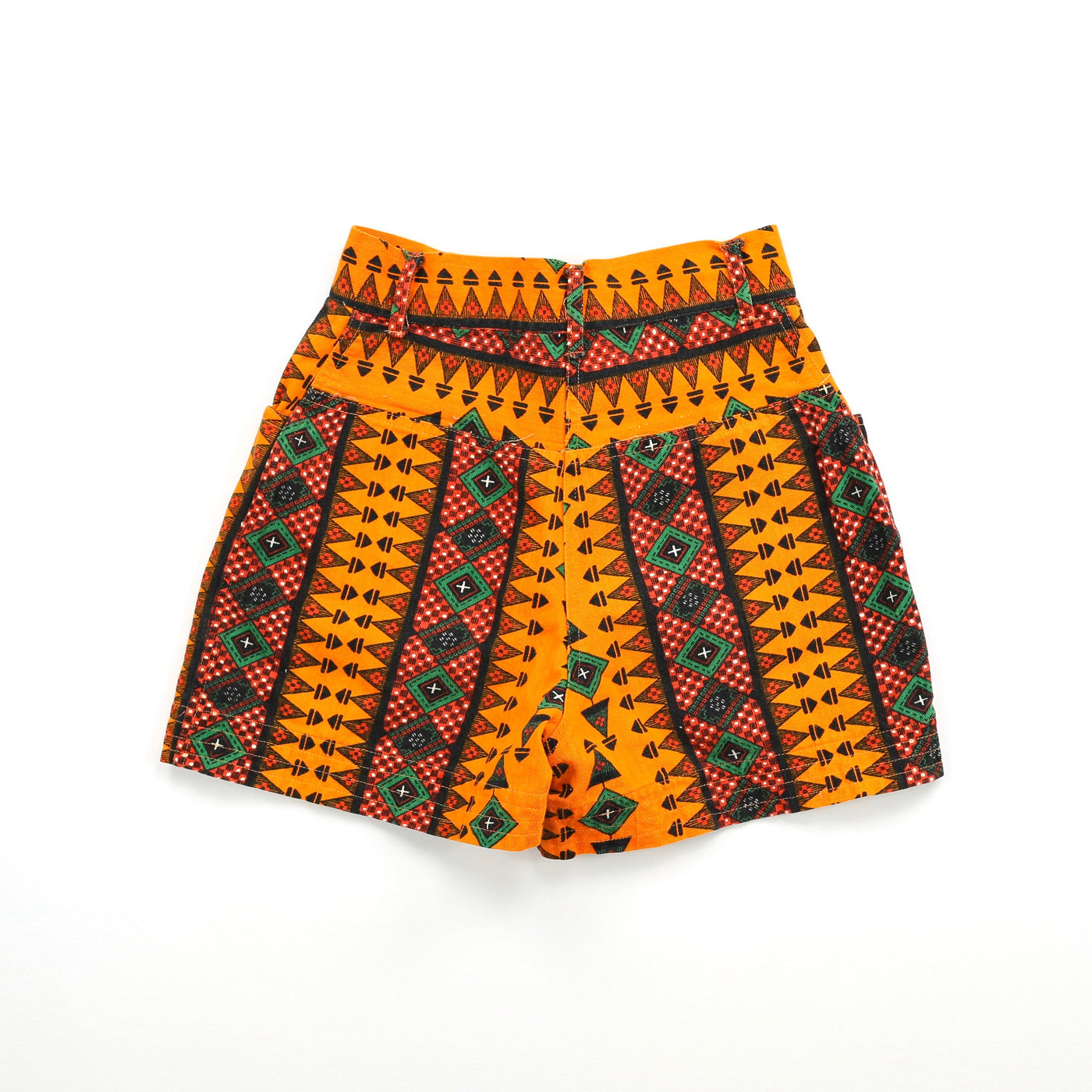 Vintage Orange Printed High Waisted Shorts