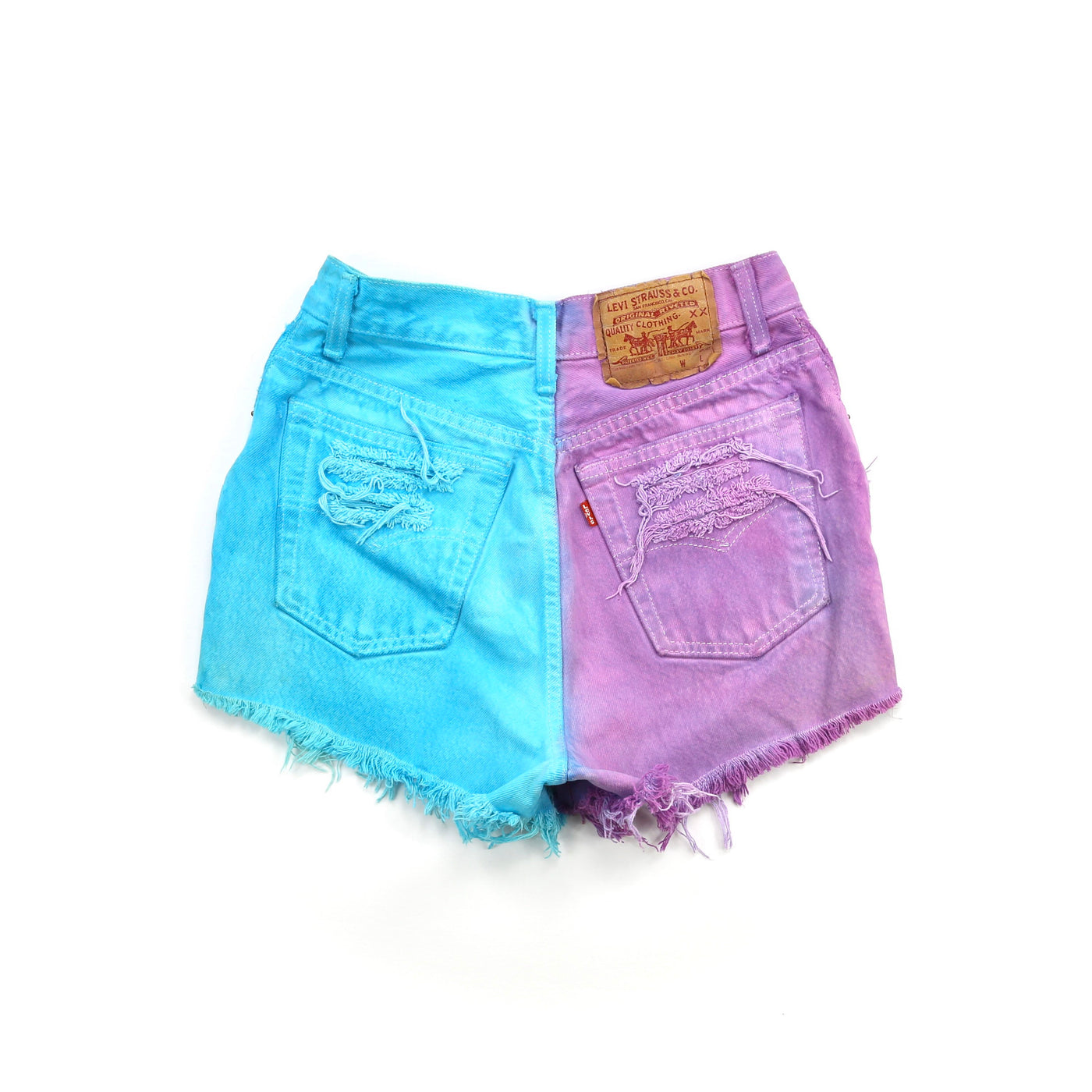 Vintage 501 Levis Half Dyed Purple Studded and Distressed High Waisted Shorts // Size 25 // Festival Outfits