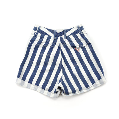 Vintage White and Blue Striped High Waisted Shorts