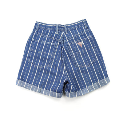 Vintage Guess White and Blue Striped High Waisted Shorts