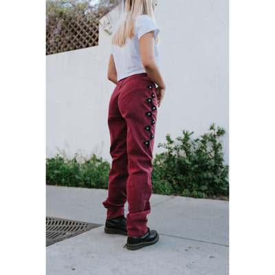 Vintage Western Ethics Maroon and Black Studded High Waisted Jeans