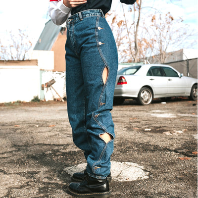 Vintage Lawman Wavy Peek-A-Boo High Waisted Jeans