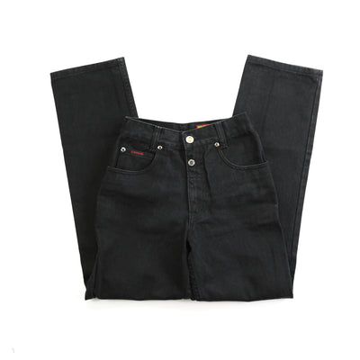 Vintage Lawman 3 Button Black Denim Wash High Waisted Jeans
