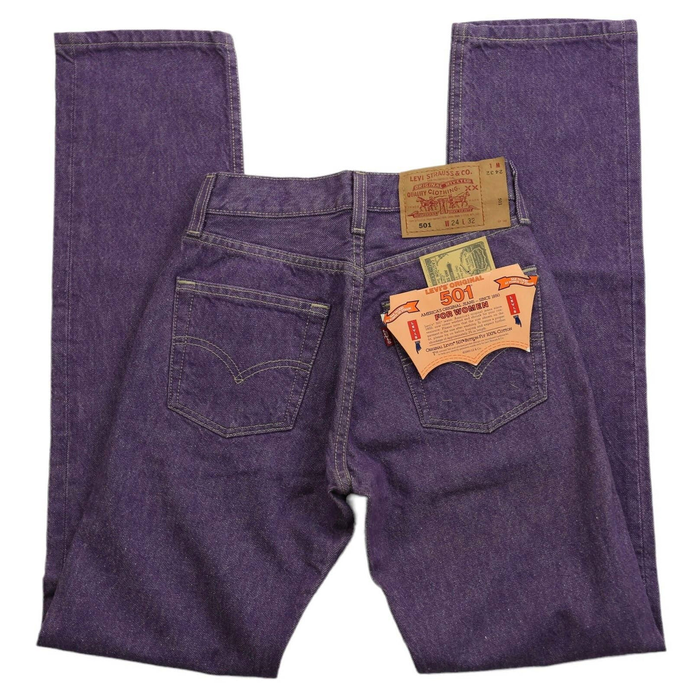 Vintage Levi’s 501 Deadstock Purple Button Fly Jeans 23”/24”