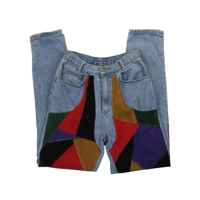 Vintage Stefano Multicolor Rainbow Patched High Waisted Jeans