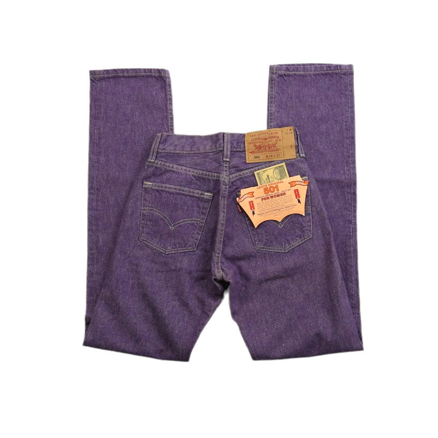 Vintage Levi’s 501 Deadstock Purple Button Fly Jeans 23”/24”